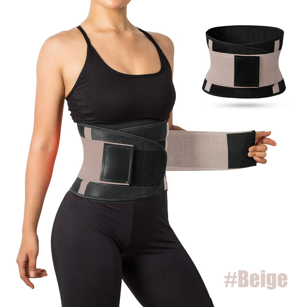 Lumbar Support Belt Lower Back Brace Abdominal Binder Men Women Waist Trainer Corset Sweat Slim Belt for Sports Gym Pain Relief