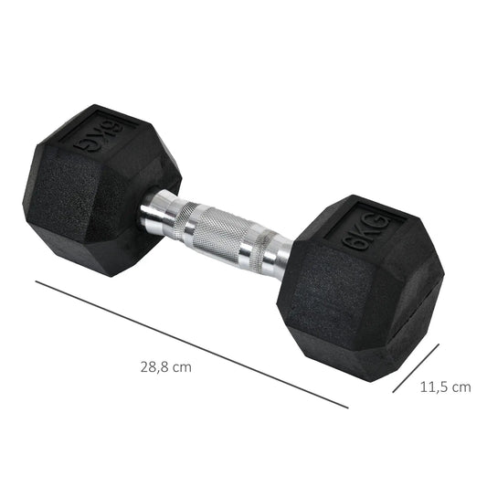 Homcom 6kg Dumbbell Set with Metal Connecting Bar and Hexagonal Head Weight Set 12kg Total for Training