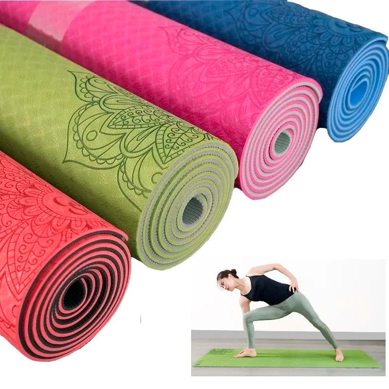 Dature TPE Yoga Mat 6mm Fitness Mat Fitness Yoga Sport Mat Gymnastics Mats With Yoga Bag Balance Pad Yogamat 183*61cm*6mm