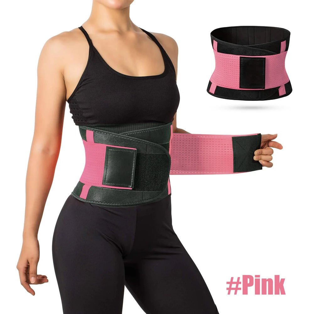 Lumbar Support Belt Lower Back Brace Abdominal Binder Men Women Waist Trainer Corset Sweat Slim Belt for Sports Gym Pain Relief