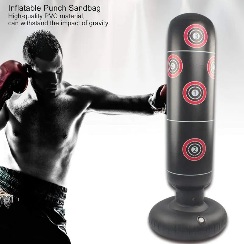 160cm Heavy Duty Inflatable Punching Bag - Free Standing Kickboxing Training Equipment for Home Gym Stress Relief & Fitness