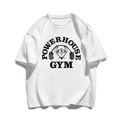 Summer Gym 100% Cotton Men's T-shirt Letter Weightlifting Printed Round Neck High Quality Street Outdoor Short Sleeve