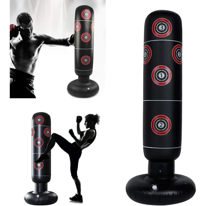 160cm Heavy Duty Inflatable Punching Bag - Free Standing Kickboxing Training Equipment for Home Gym Stress Relief & Fitness