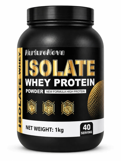 NurtureNova Isolate Whey Protein Powder 1kg, High Nutrition Fitness Drink Mix, 40 Servings, Workout & Daily Support Formula