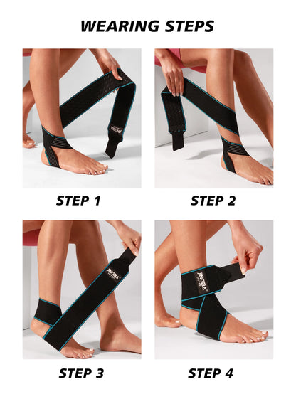 VBOSi 1 Piece Men Women Adjustable Anti-Slip Mild Compression Ankle Support Wrap with Elastic Straps for Sports And Daily Use
