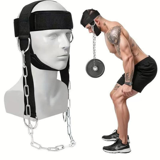 Professional Head Neck Harness with Steel Chain | Premium Neck Strengthener Belt for Boxing, MMA & Wrestling | Adjustable Head