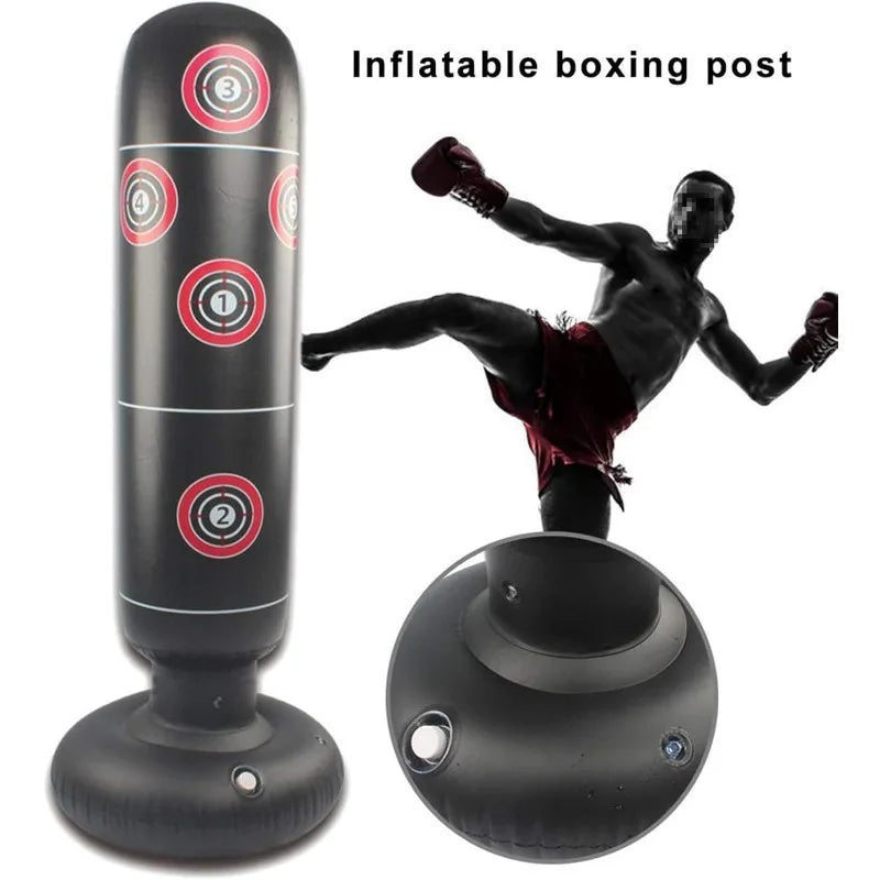 160cm Heavy Duty Inflatable Punching Bag - Free Standing Kickboxing Training Equipment for Home Gym Stress Relief & Fitness