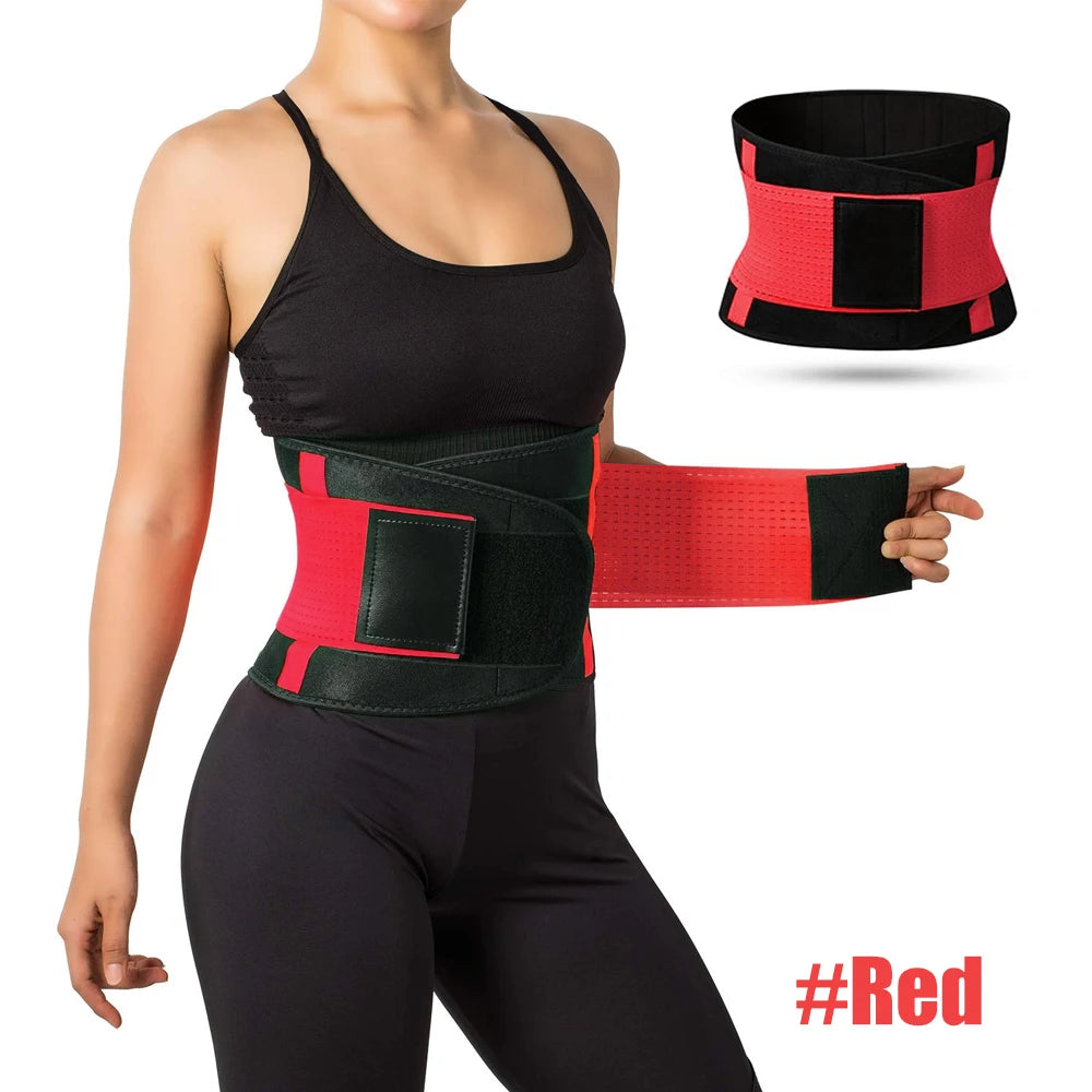 Lumbar Support Belt Lower Back Brace Abdominal Binder Men Women Waist Trainer Corset Sweat Slim Belt for Sports Gym Pain Relief