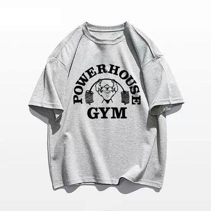 Summer Gym 100% Cotton Men's T-shirt Letter Weightlifting Printed Round Neck High Quality Street Outdoor Short Sleeve