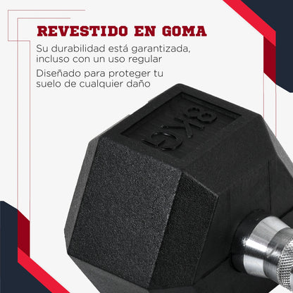 Homcom 6kg Dumbbell Set with Metal Connecting Bar and Hexagonal Head Weight Set 12kg Total for Training