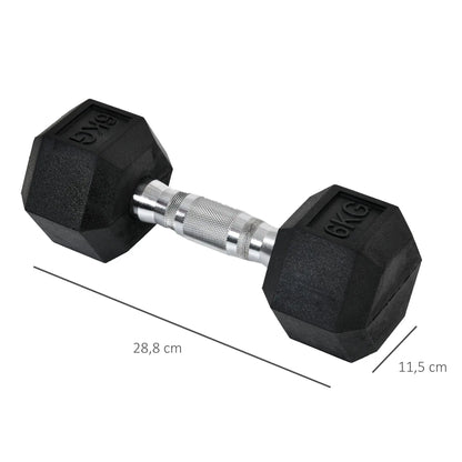 Homcom 6kg Dumbbell Set with Metal Connecting Bar and Hexagonal Head Weight Set 12kg Total for Training
