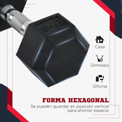 Homcom 6kg Dumbbell Set with Metal Connecting Bar and Hexagonal Head Weight Set 12kg Total for Training